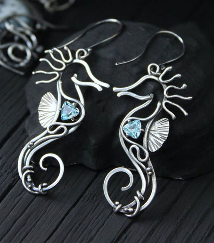 Ocean Blue Seahorse Earrings