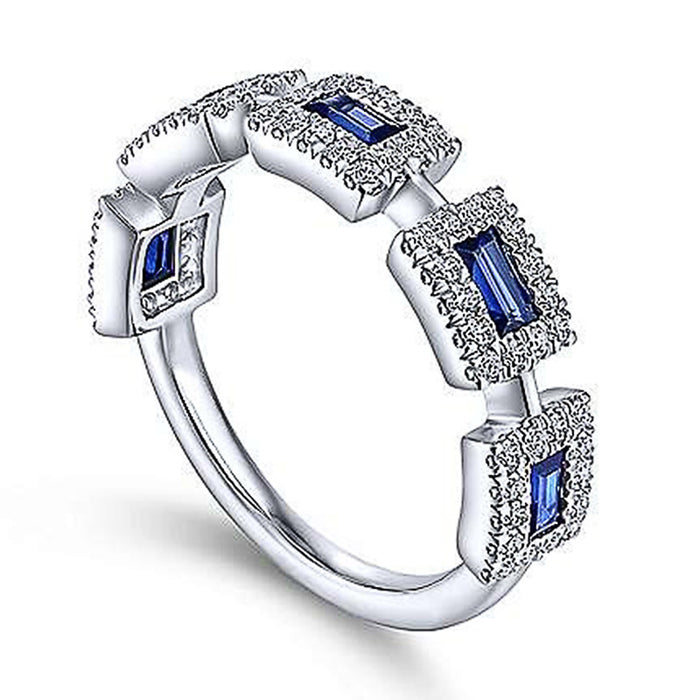 Blue Square Zircon Ring
