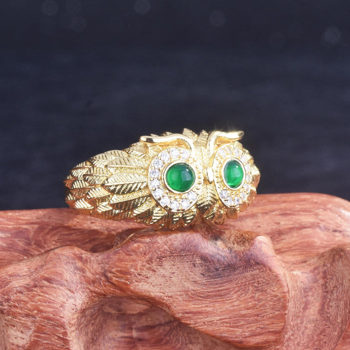 Chalcedony Owl Ring