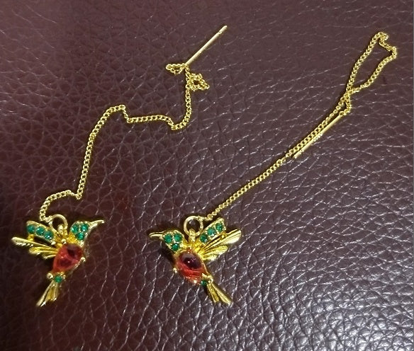 Red Zirconia Wing Earrings