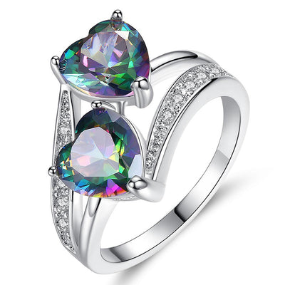 Purple Double Heart Ring