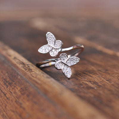 Zircon Double Butterfly Ring