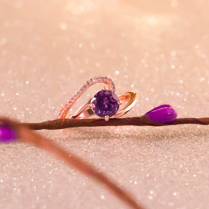 Purple Crystal Zircon Ring
