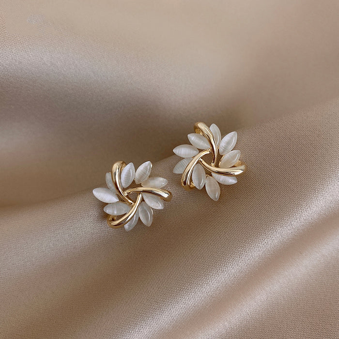 Opal Cat-Eye Flower Earrings