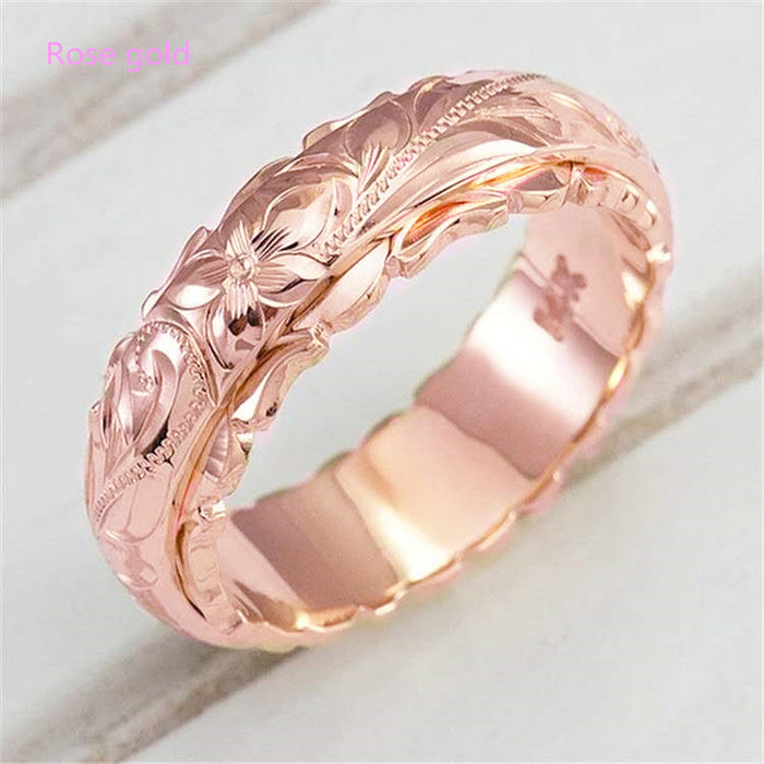 Carved Rose Gold Ring