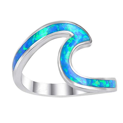Blue Opal Geometric Ring