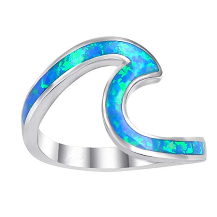 Blue Opal Geometric Ring