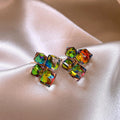 Colorful Square Crystal Stud Earrings