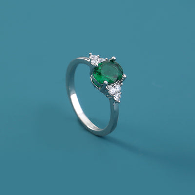 Oval Emerald Zircon Ring