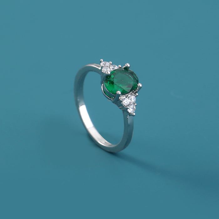 Oval Emerald Zircon Ring