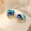 Vintage Enamel Spiral Stud Earrings 3