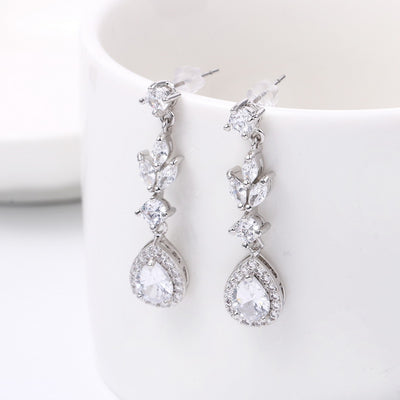Sparkling Zircon Drop Earrings
