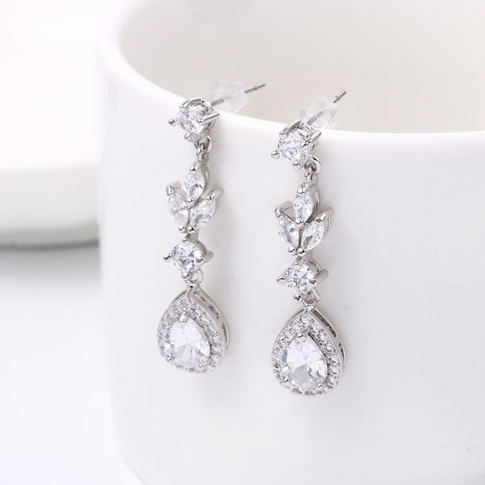Sparkling Zircon Drop Earrings