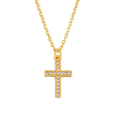 Zircon cross pendant necklace
