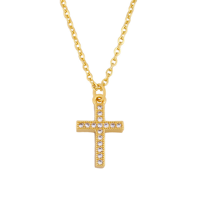 Zircon cross pendant necklace