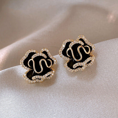 Camellia Stud Sterling Silver Earrings