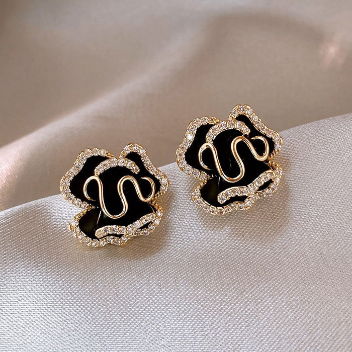Camellia Stud Sterling Silver Earrings
