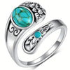 Vintage Silver Turquoise Open Ring For Women 1