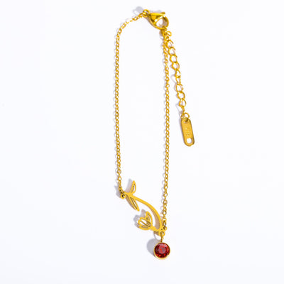 December Flower Bracelet Zircon Birthstone Pendant Bracelet