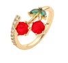 Affordable Luxury Fashion Copper-plated Gold Zircon Leaf Geometric Open Ring For Women 3