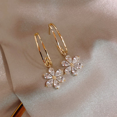 Zircon Petal Stud Earrings