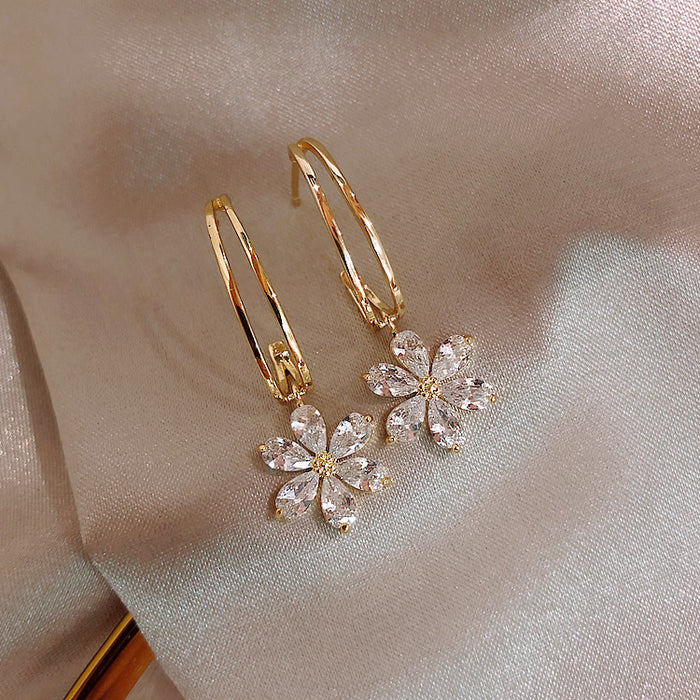 Zircon Petal Stud Earrings