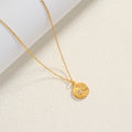 18K Gold Stainless Steel Zircon Eight Awn Star Moon Pendant Necklace