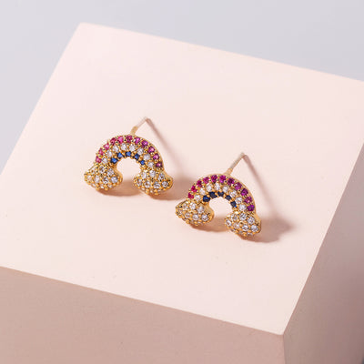 Zircon Gem Stud Earrings Micro-set Zircon Stud Earrings Female Accessories