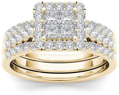 Gold Inlaid Zircon Ring