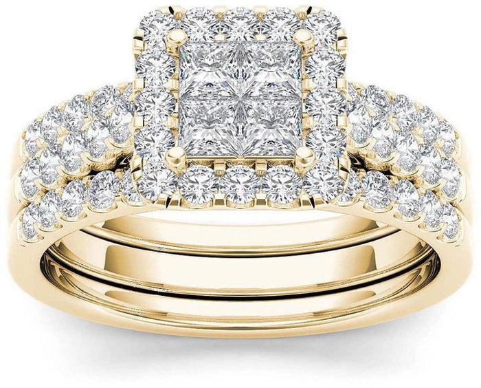 Gold Inlaid Zircon Ring