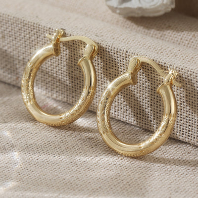 Vintage Engraved Gold Hoops