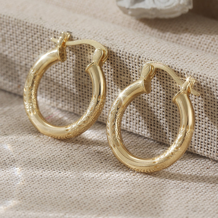 Vintage Engraved Gold Hoops