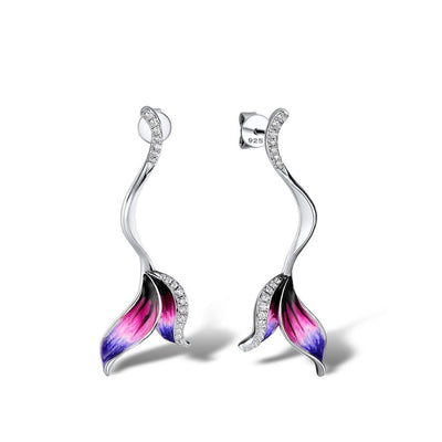 Drip oil flower zircon earrings
