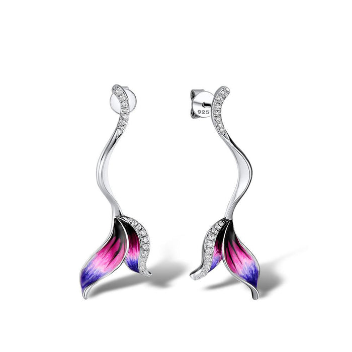 Drip oil flower zircon earrings