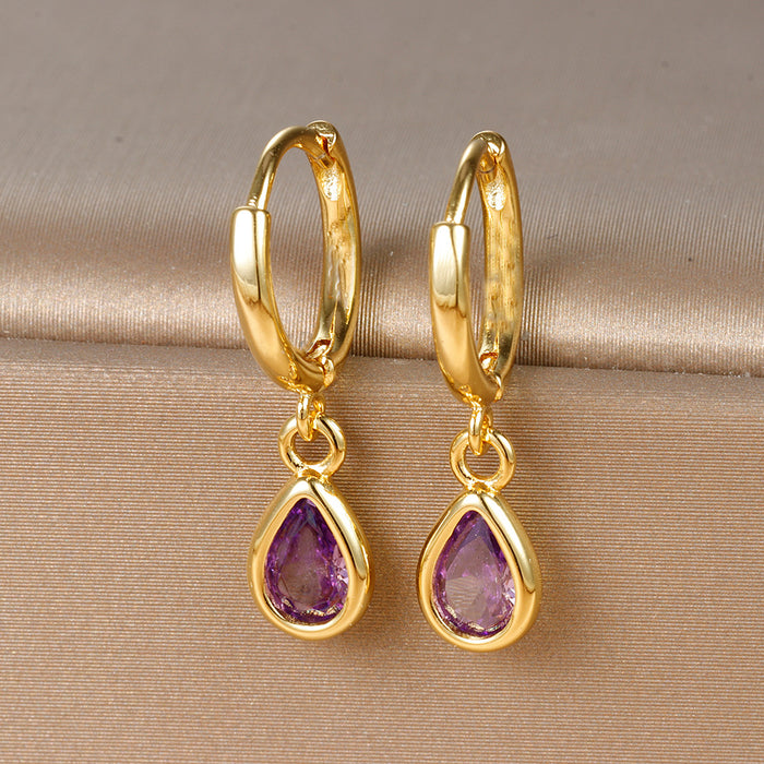 Geometric Zircon Drop Earrings