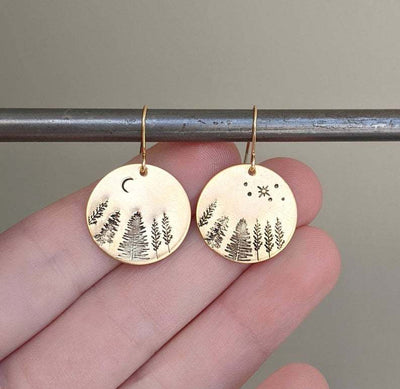 Gold Disc Star Moon Earrings