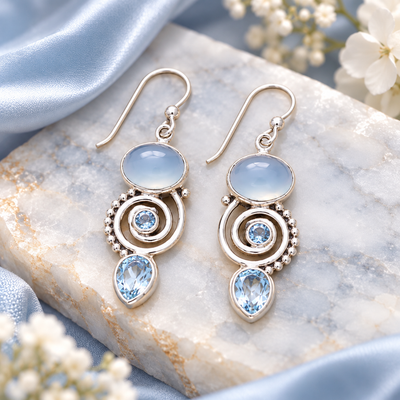 Sea Blue Topaz Earrings