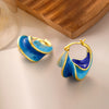 Vintage Enamel Spiral Stud Earrings 1