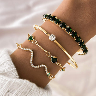 Emerald Crystal Bracelet Set