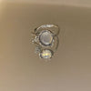 White Crystal Opal Vintage Adjustable Ring 2