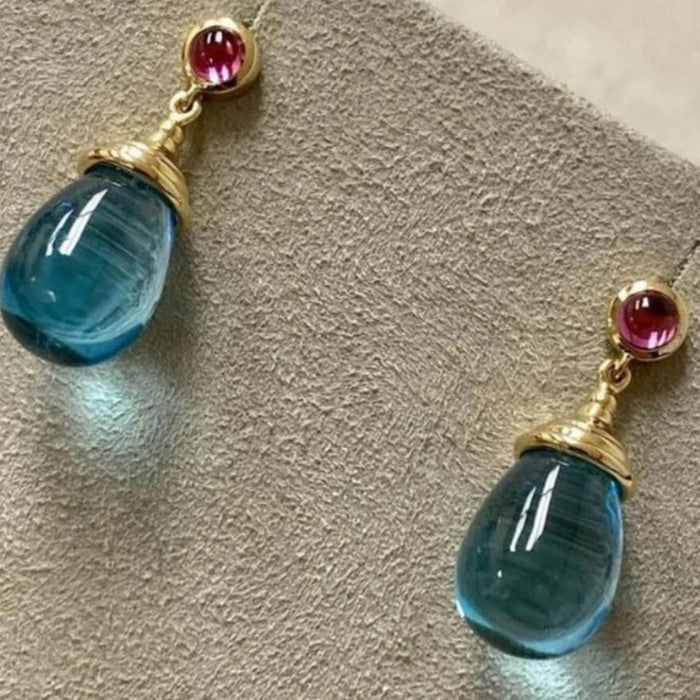 Gold Natural Stone Earrings