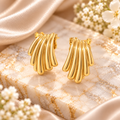 18K Gold Stainless Steel Cube Wave Earrings