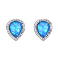 Drop Shape Blue Opal Earrings
