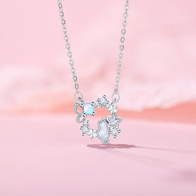 Cute Kitten Necklace For Women Niche Personality Zircon