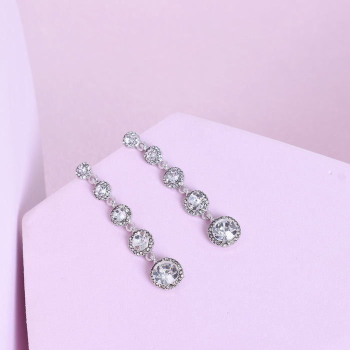 Long Zircon Tassel Earrings