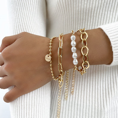Glossy Statement Chain Bracelet Set