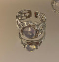 White Crystal Opal Vintage Adjustable Ring