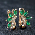 Green Zircon Flower Earrings