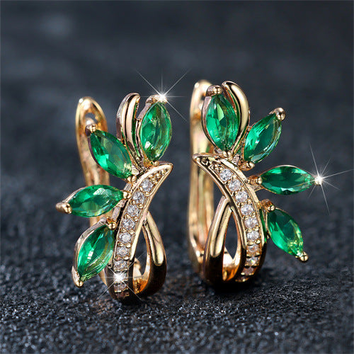 Green Zircon Flower Earrings