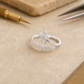 White Flower Adjustable Ring